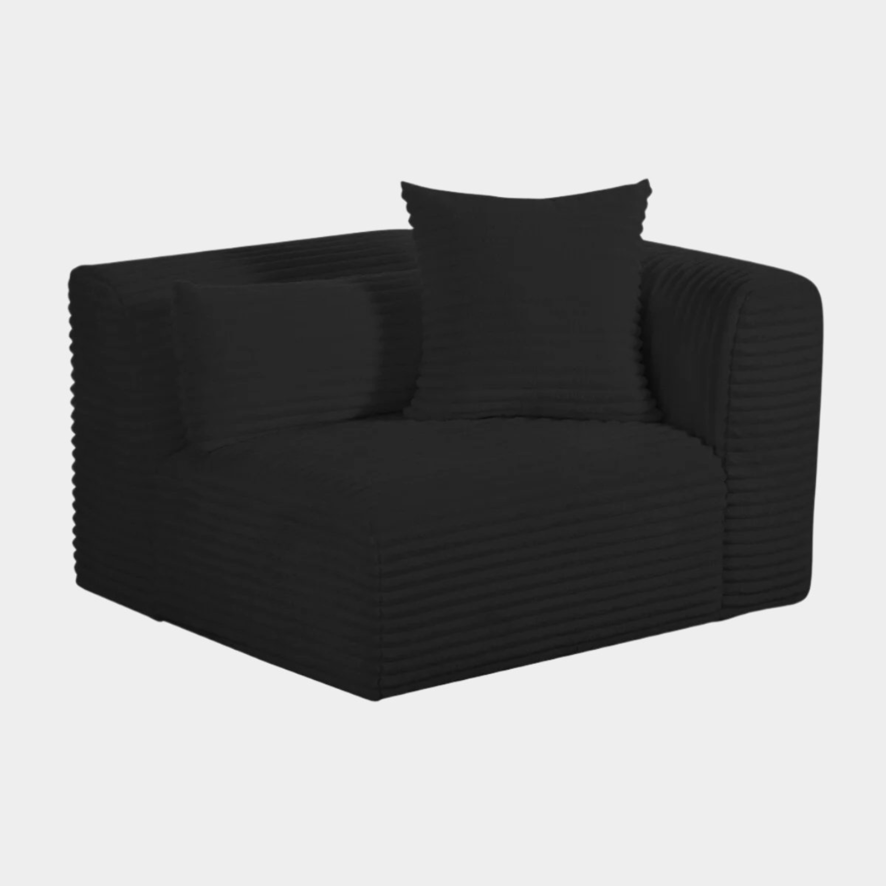 Fauteuil d'angle modulaire surdimensionné en velours côtelé noir Tarra Fluffy RAF