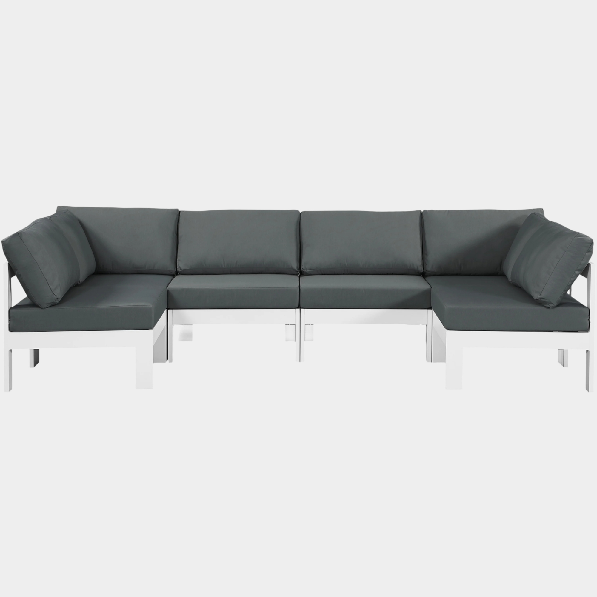 Nizuc 120" Water Resistant Fabric Upholstered Outdoor Patio 6pc. Modular Sectional