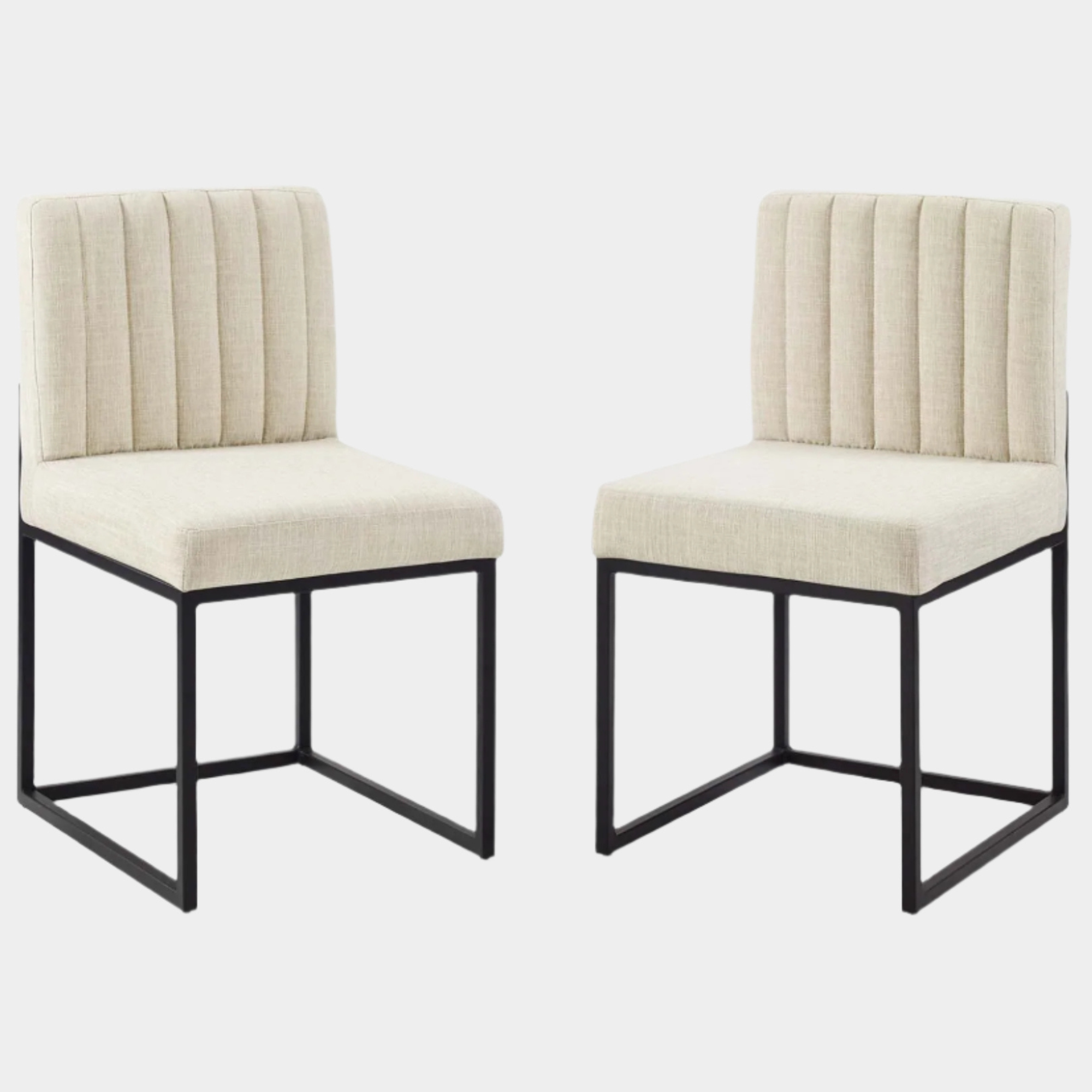 Carriage Dining Chair Upholstered Fabric Set of 2