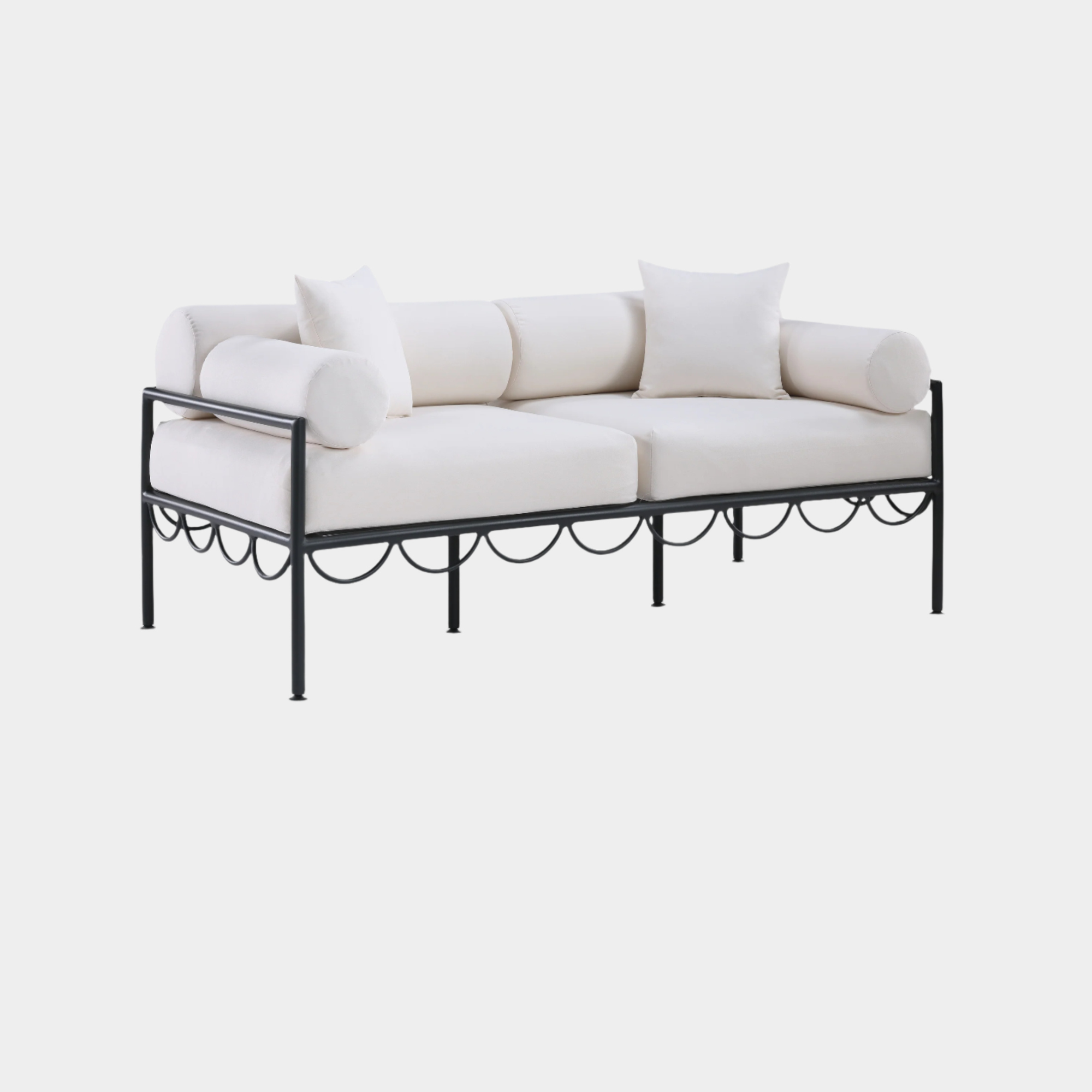 Portofino Resilient Water Repellent Fabric Upholstered Outdoor Patio Loveseat