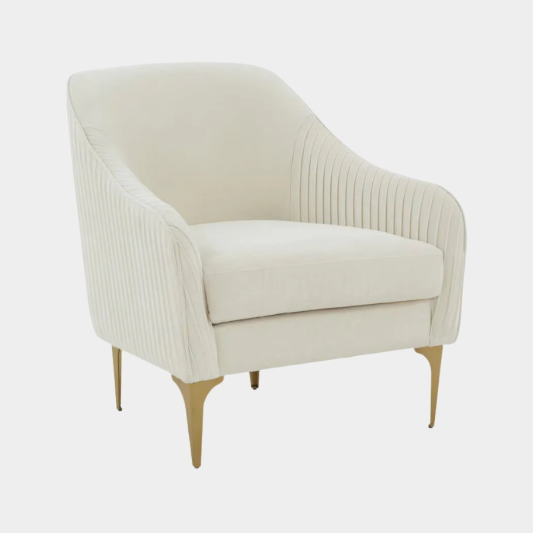 Chaise d'appoint Serena en velours crème avec pieds en laiton