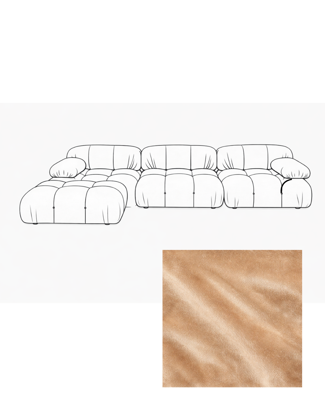 Mario Bellini Velvet Sofa with Ottoman