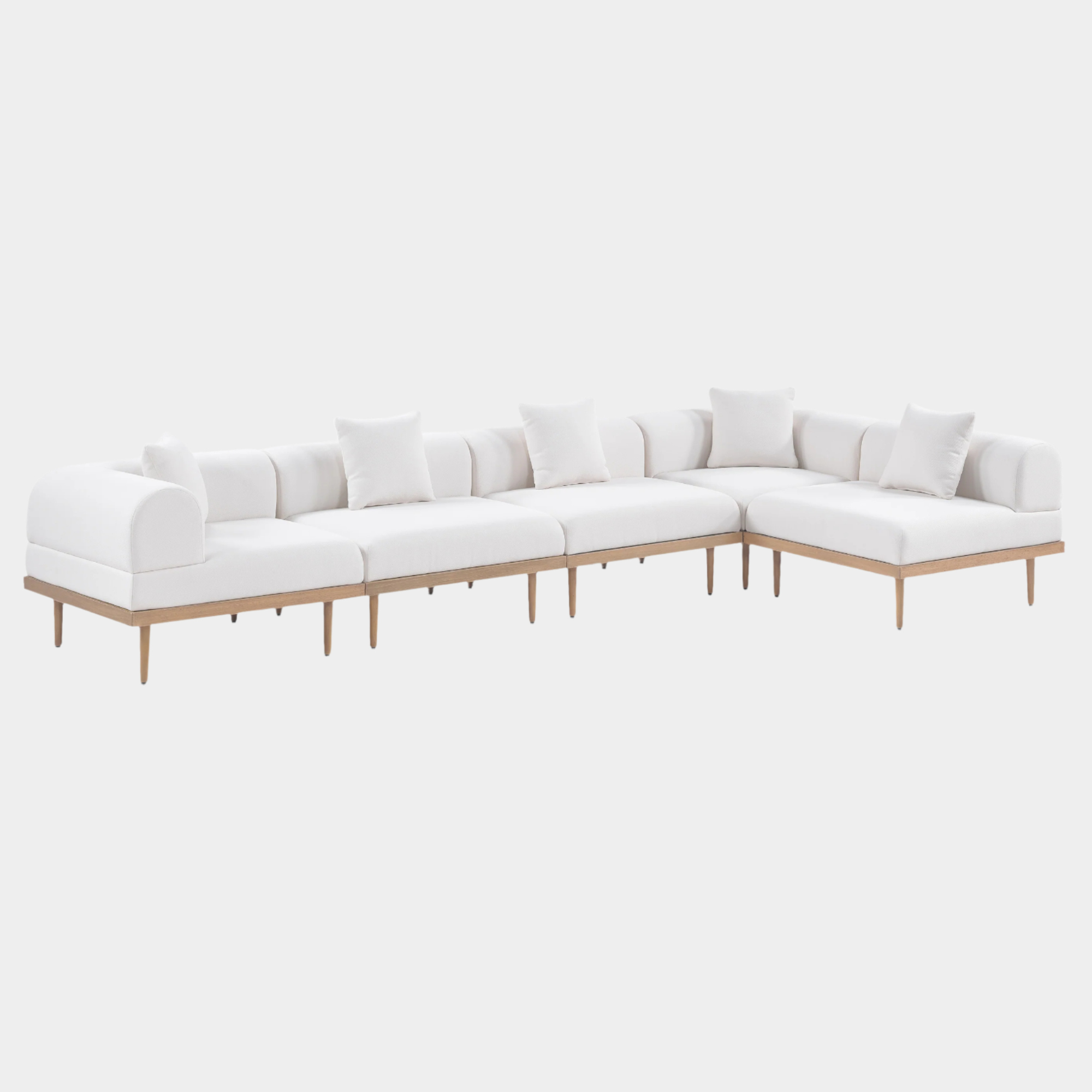 Laguna 142" Resilient Water Resistant Fabric Upholstered Outdoor Patio 5pc. Modular Sectional