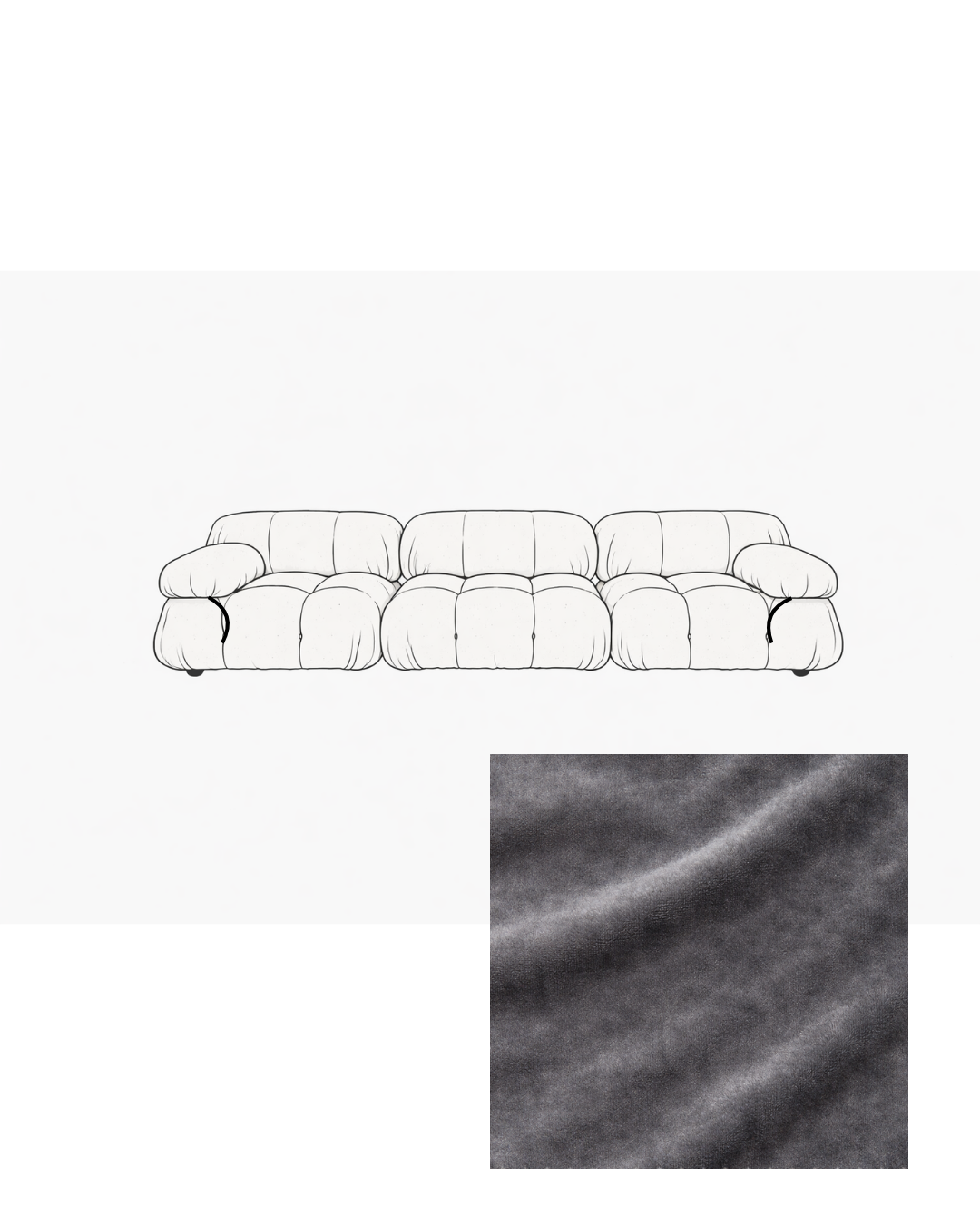 Mario Bellini Three-Seater Velvet Sofa