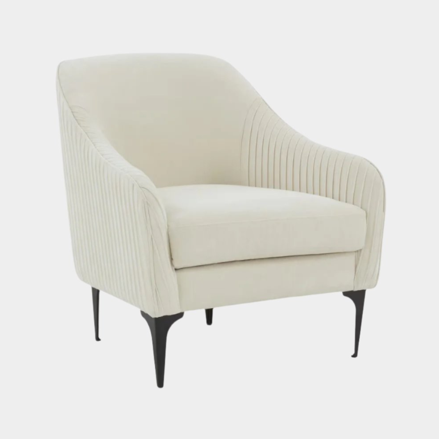 Chaise d'appoint Serena en velours crème avec pieds noirs
