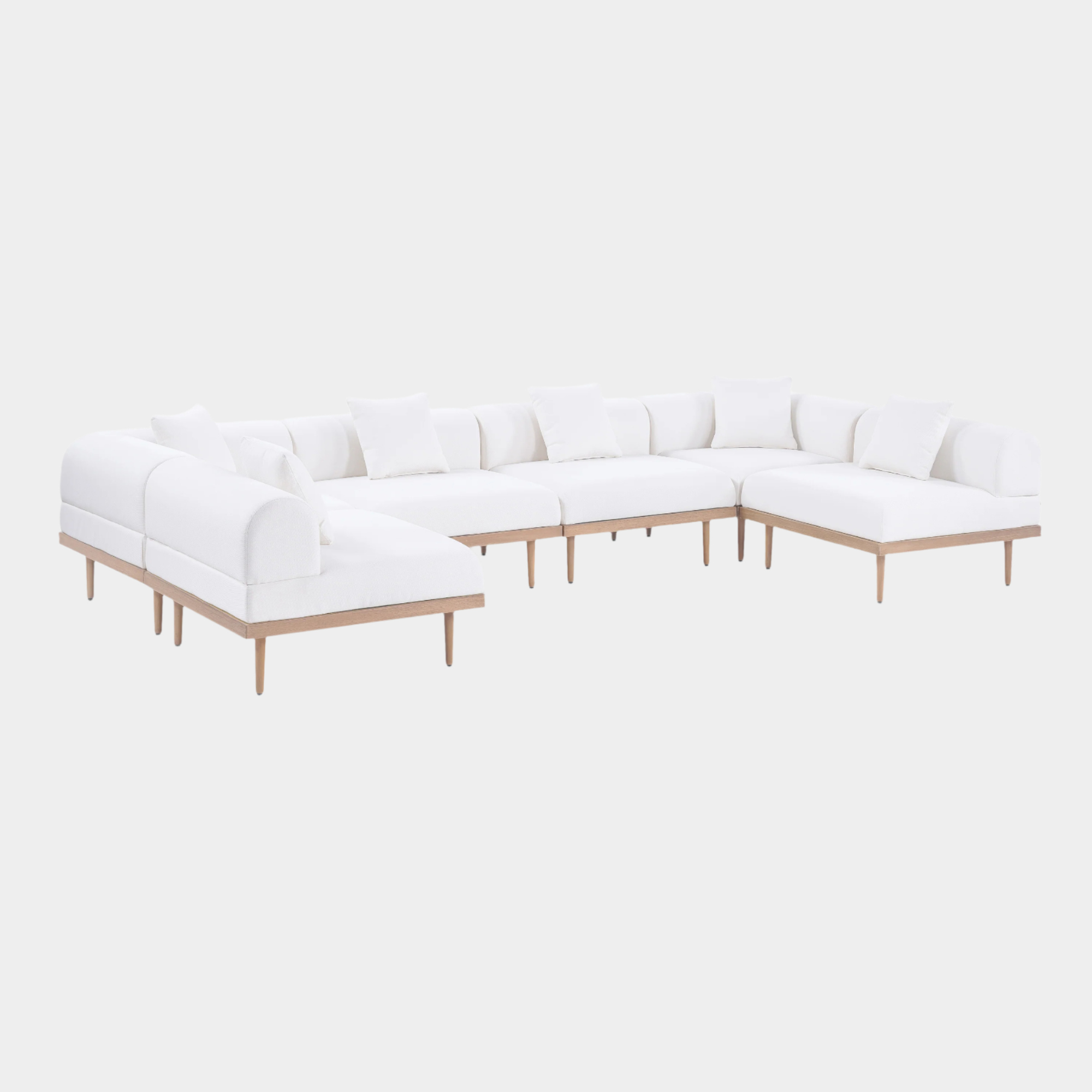 Laguna 142" Resilient Water Resistant Fabric Upholstered Outdoor Patio 6pc. Modular Sectional