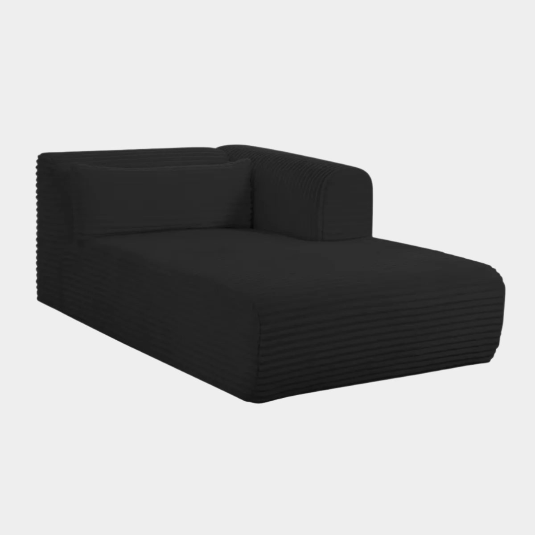 Chaise longue modulaire surdimensionnée en velours côtelé noir Tarra Fluffy RAF