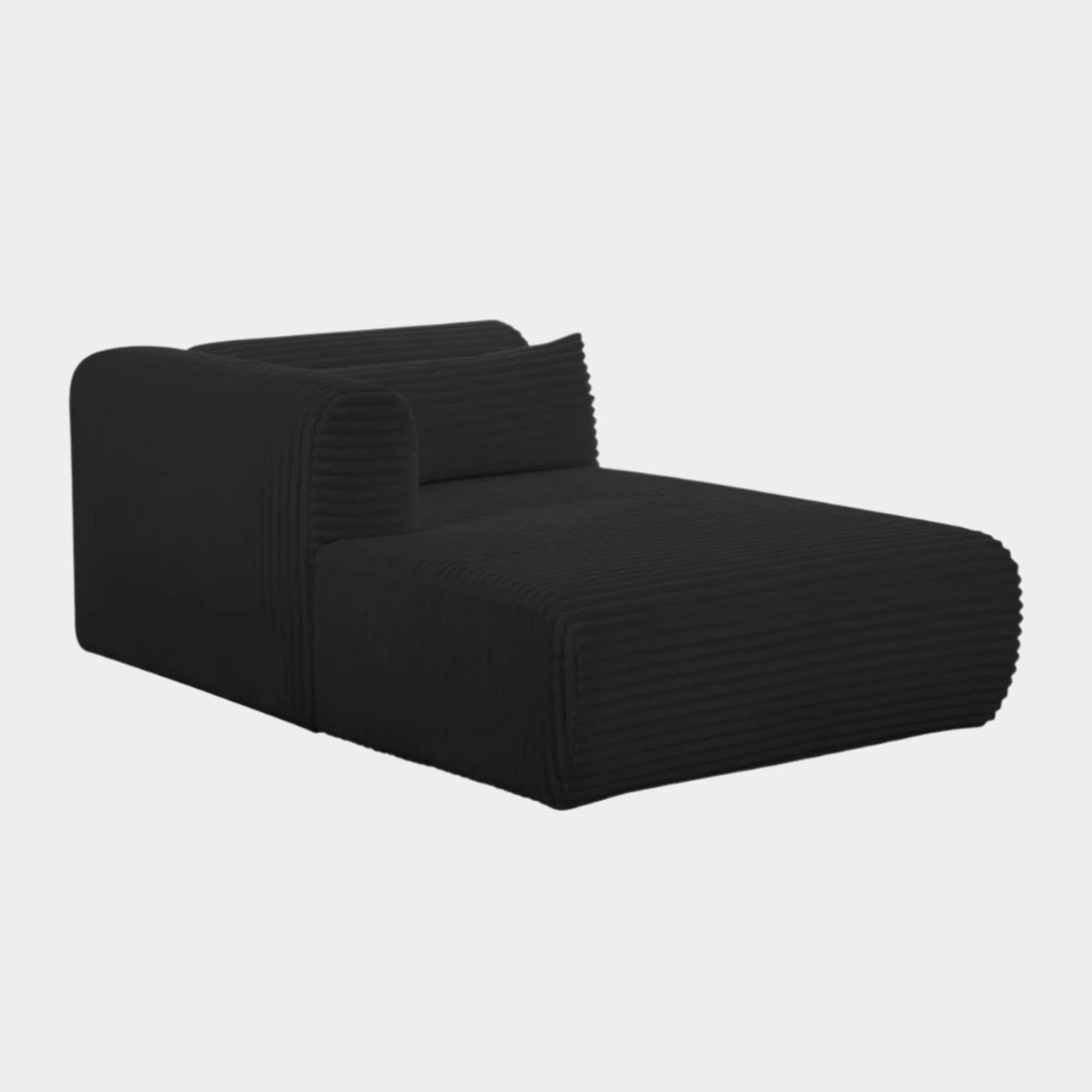 Chaise longue modulaire surdimensionnée en velours côtelé noir Tarra Fluffy LAF