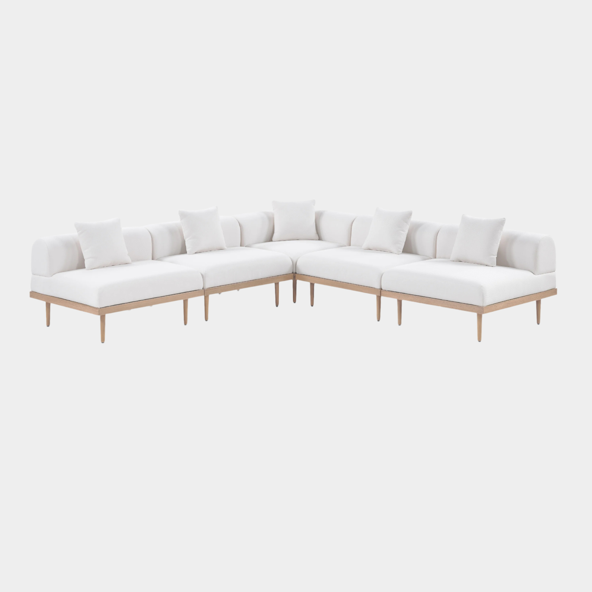 Laguna 106.5" Resilient Water Resistant Fabric Upholstered Outdoor Patio 5pc. Modular Sectional