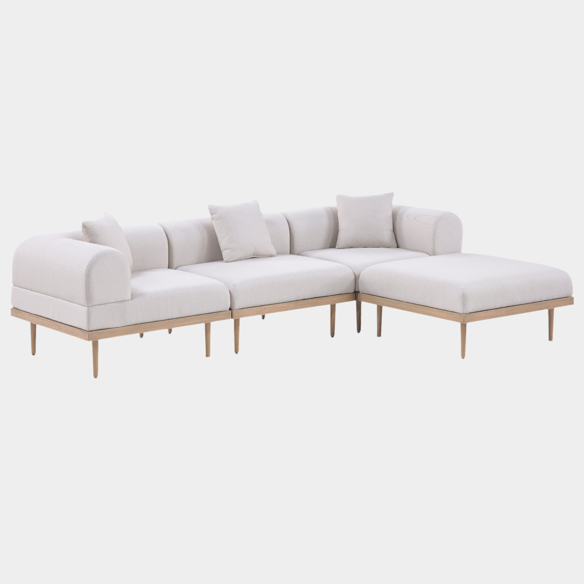 Laguna 106.5" Resilient Water Resistant Fabric Upholstered Outdoor Patio 4pc. Modular Sectional