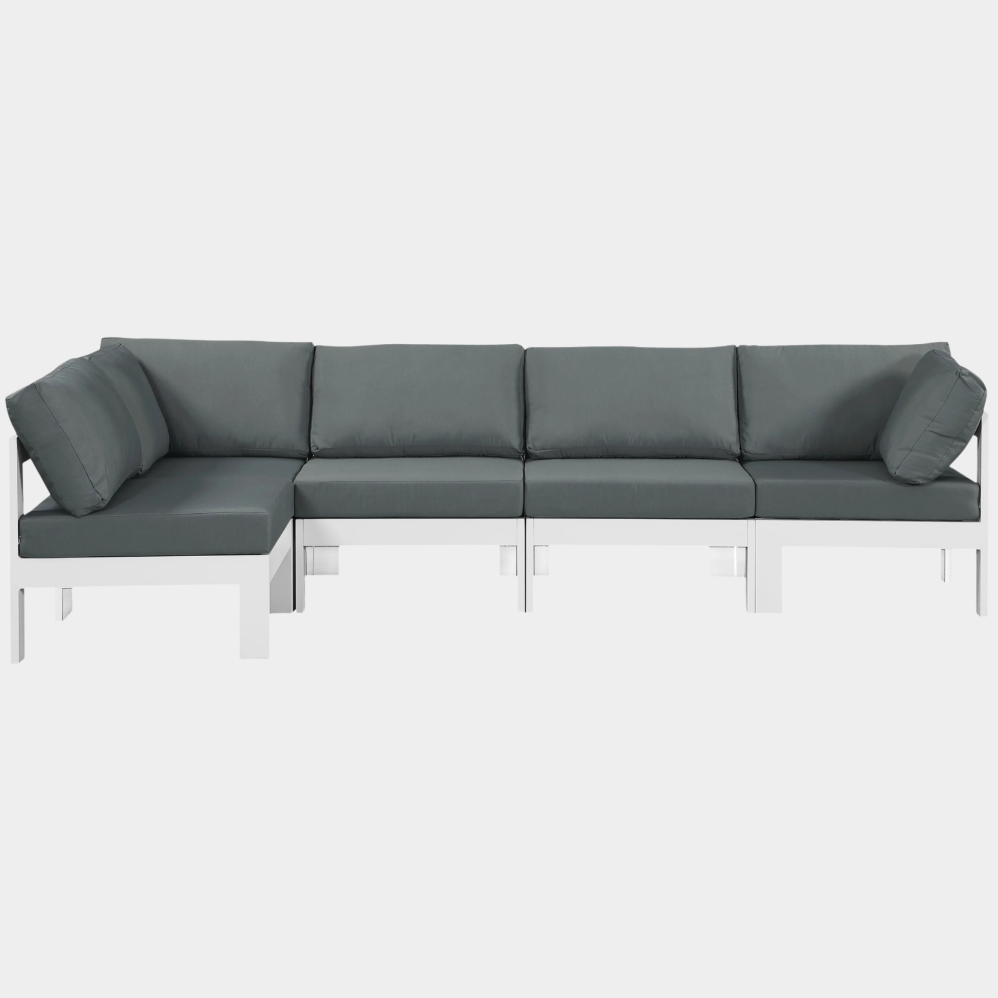 Nizuc 120" Water Resistant Fabric Upholstered Outdoor Patio 5pc. Modular Sectional
