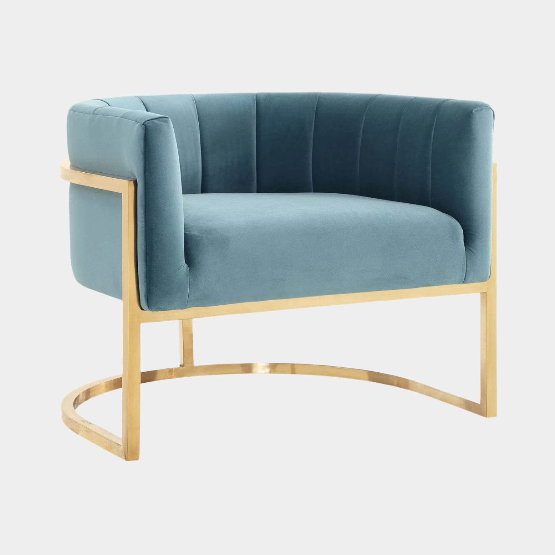 Chaise Magnolia Bleu Mer avec Base Dorée
