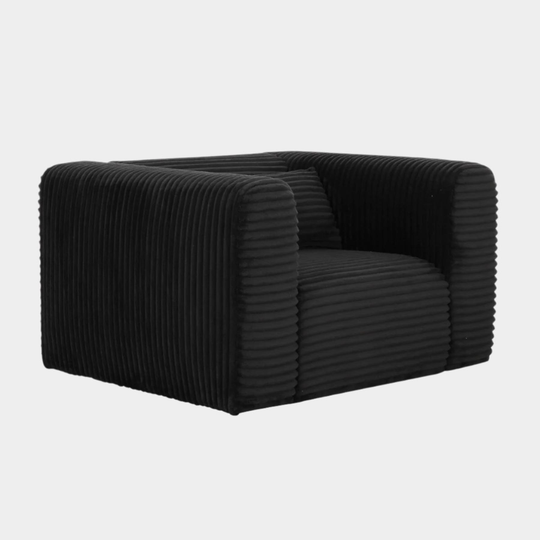 Fauteuil surdimensionné en velours côtelé noir Tarra Fluffy