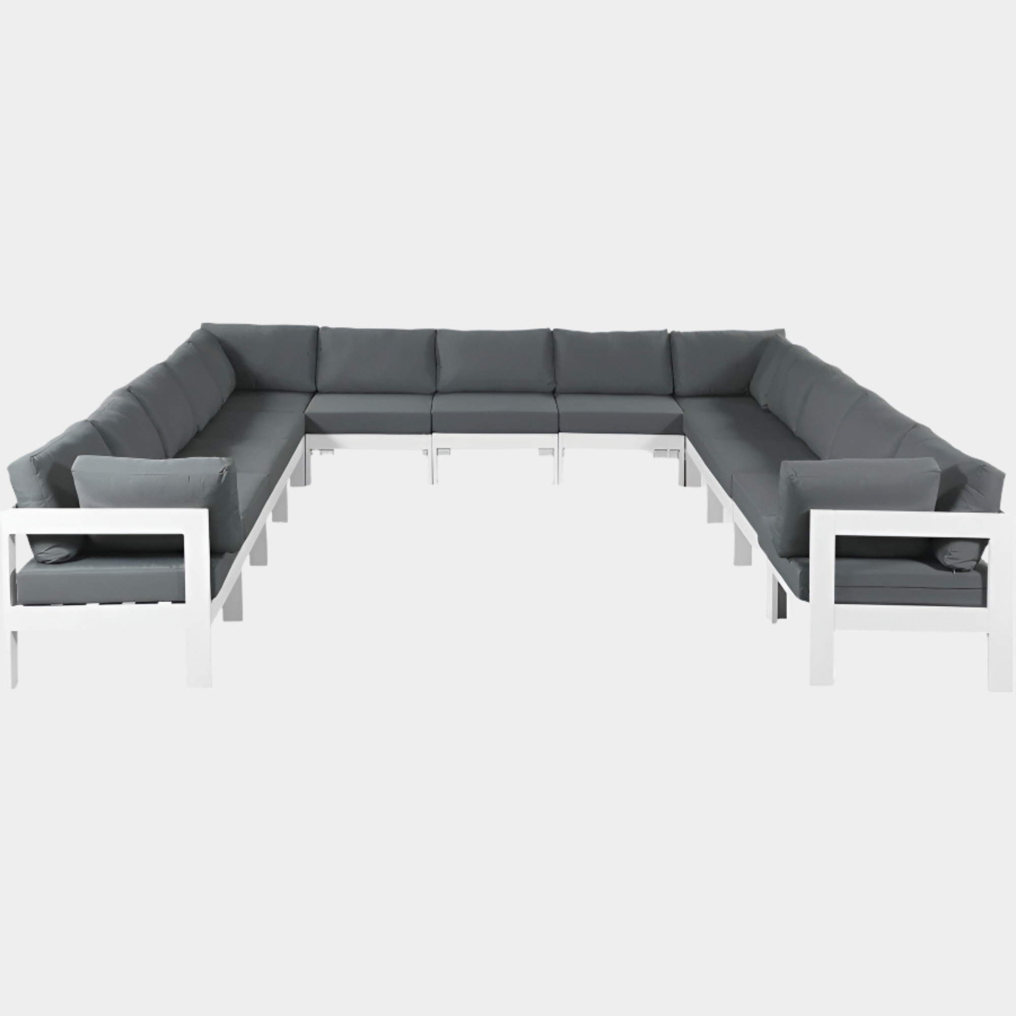 Nizuc 150" Water Resistant Fabric Upholstered Outdoor Patio 13pc. Modular Sectional