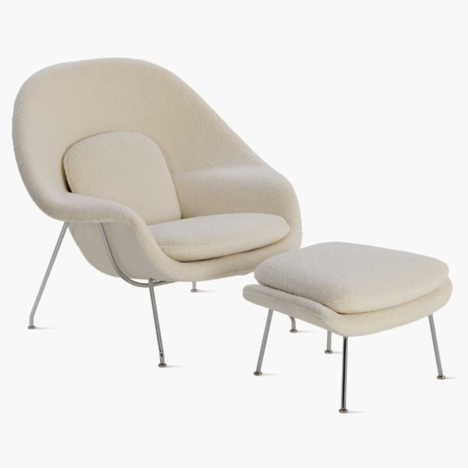 Womb Lounge Chair And Ottoman Boucle Fabric