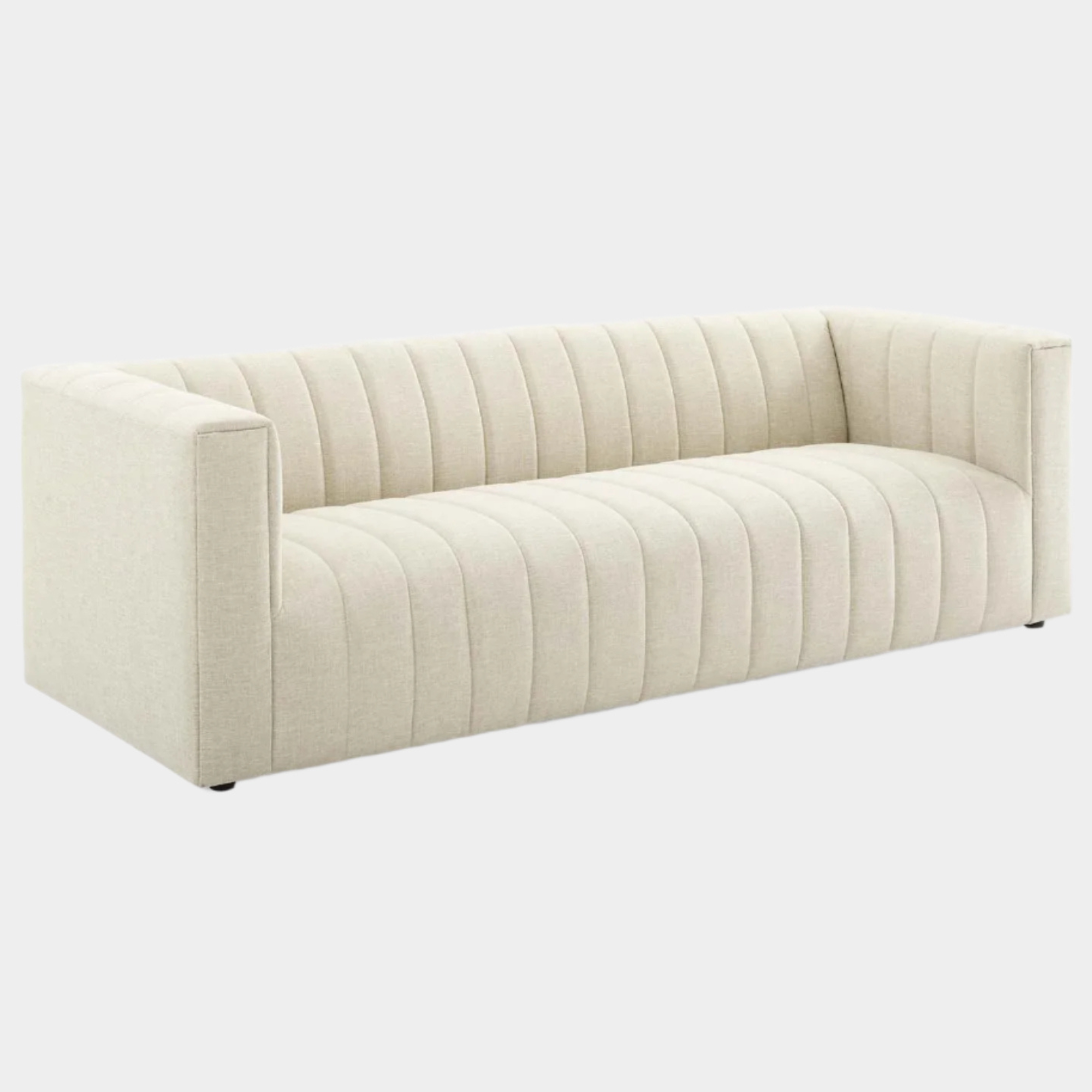 Reflection Channel Tufted Upholstered Fabric Sofa