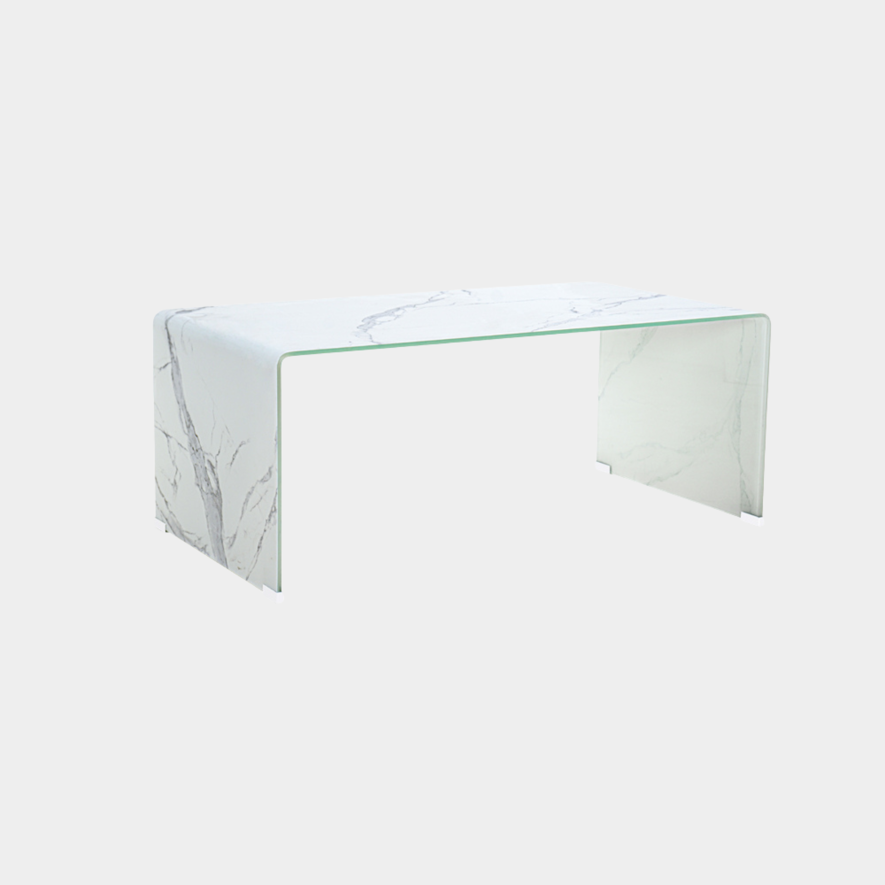 Marble Look Bent Glass Coffee Table Condo Size