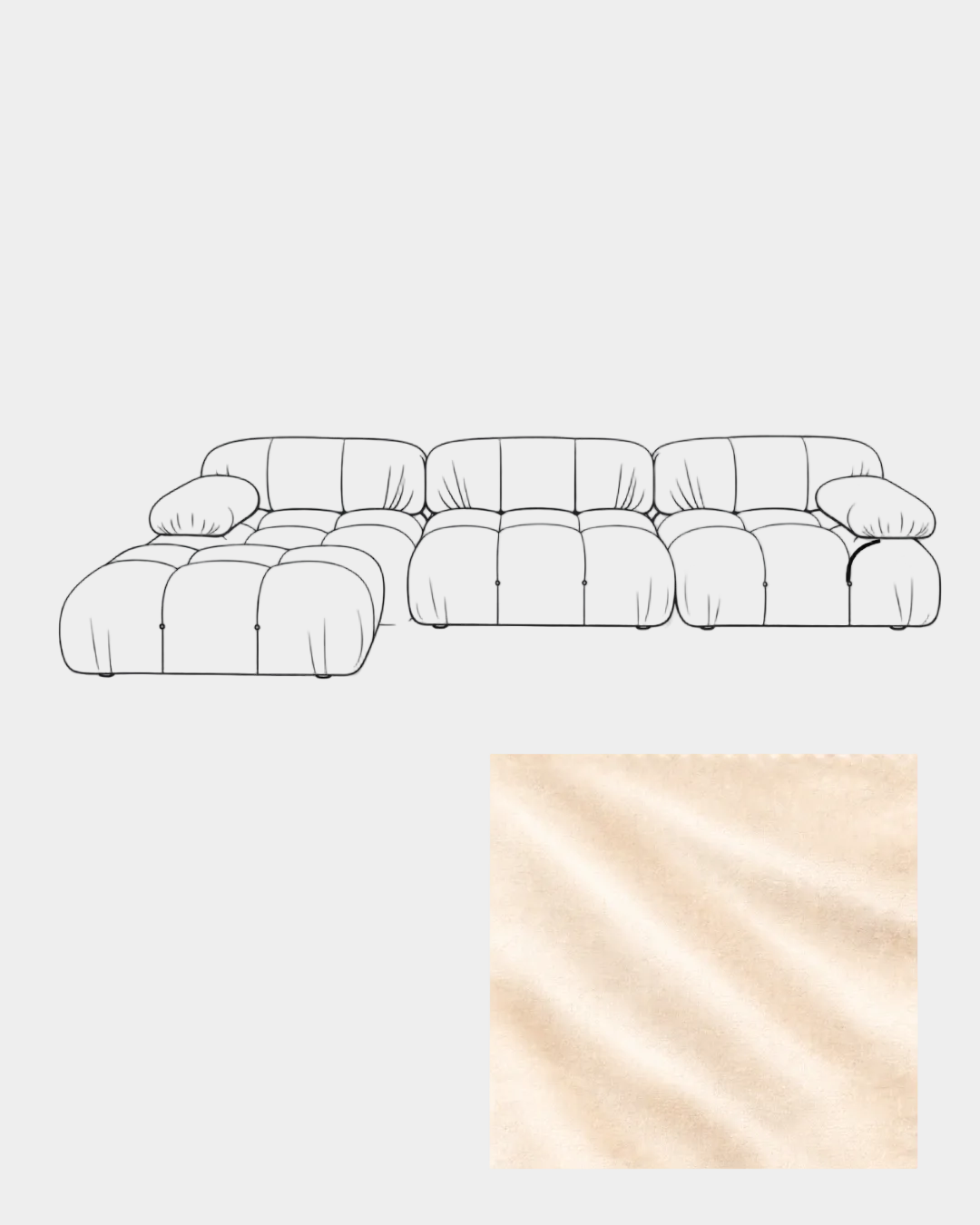 Mario Bellini Velvet Sofa with Ottoman