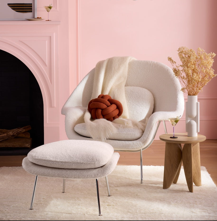 Womb Lounge Chair And Ottoman (Boucle Fabric)
