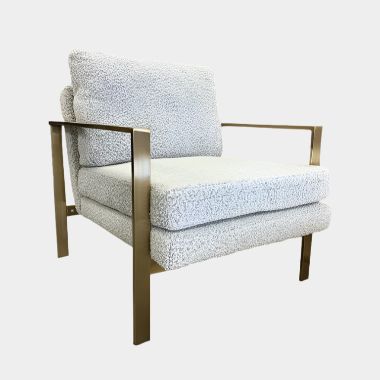 Fauteuil Lounge Sidney White Boucle