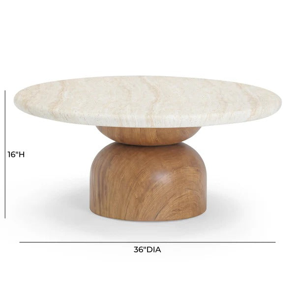 Cynthia Travertine Concrete Indoor / Outdoor Coffee Table