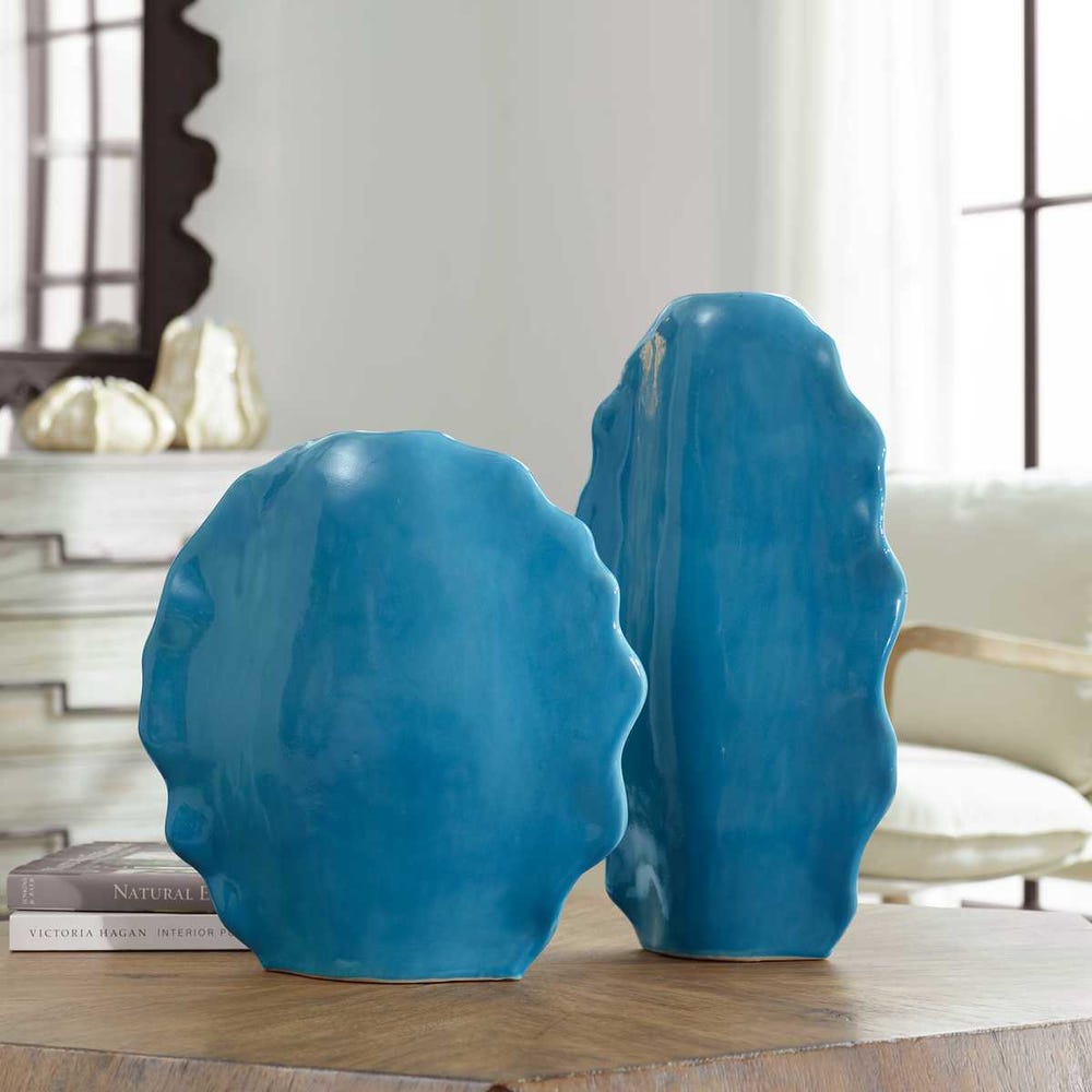 Ruffled Feathers Outdoor Vases, S/2