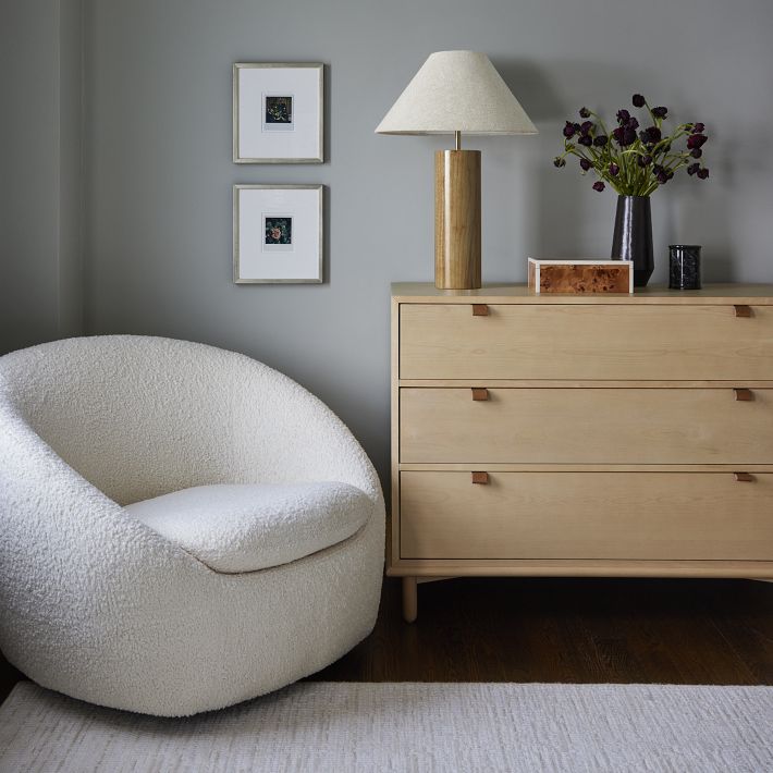 Chaise pivotante confortable (tissu bouclé)