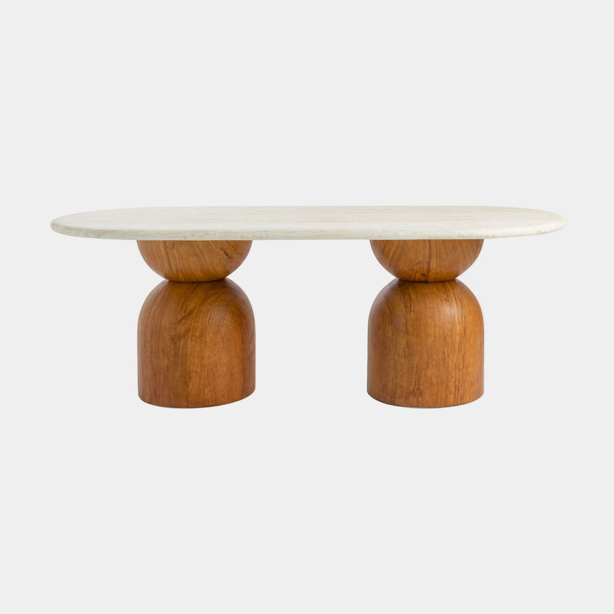 Cynthia Indoor Outdoor Dining Table - 87" Faux Travertine Concrete Oval