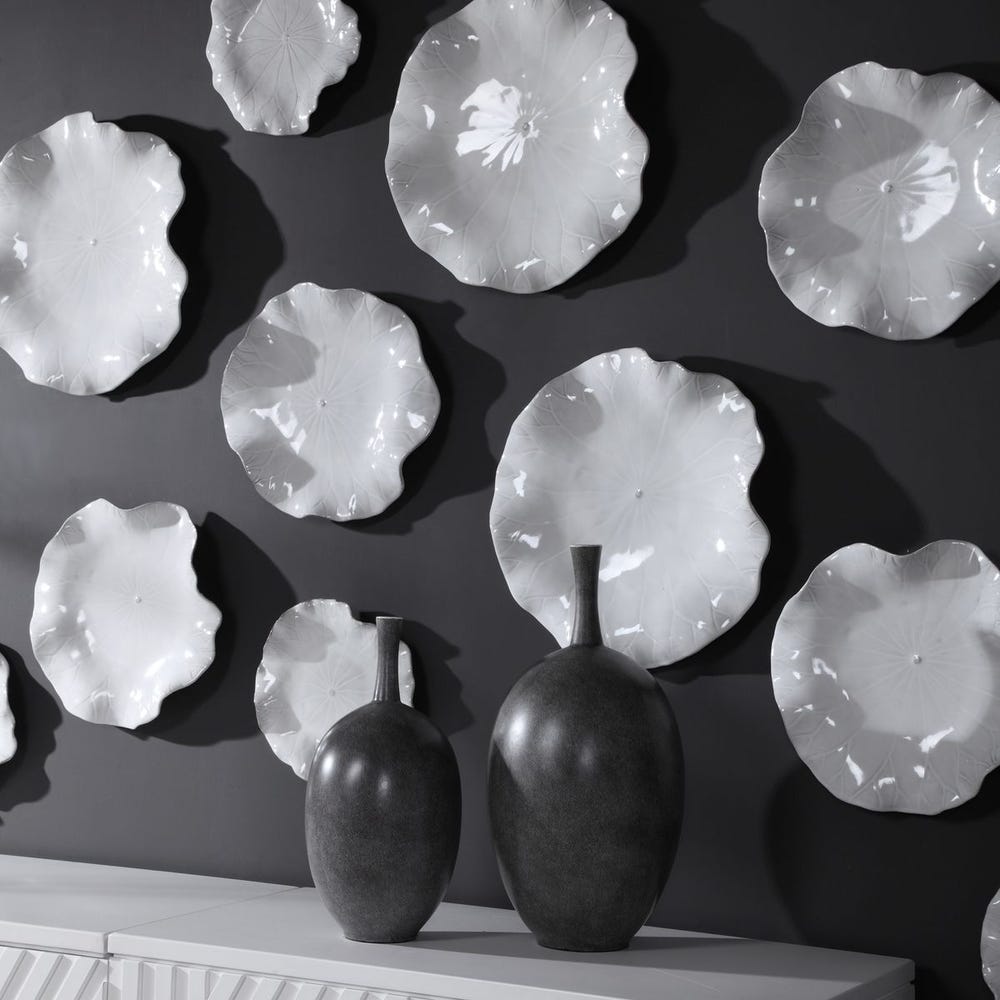 Abella Ceramic Outdoor Wall Decor, S/3