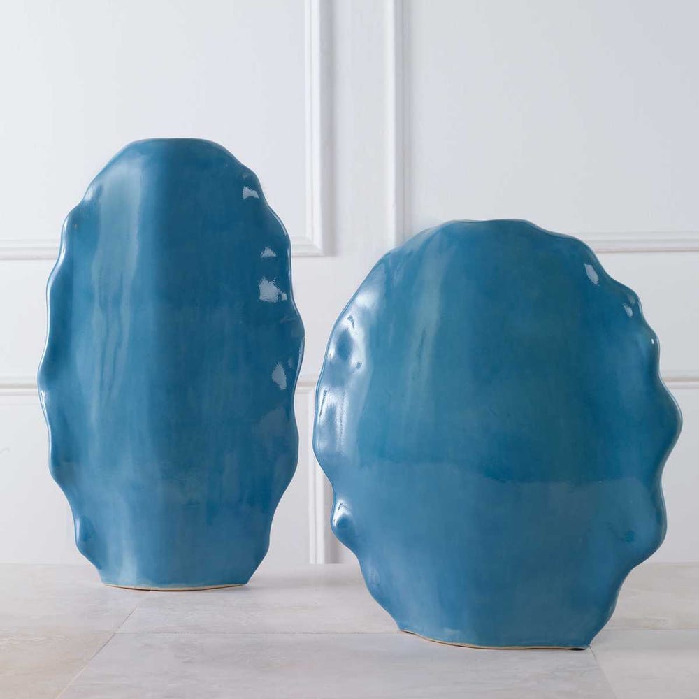 Ruffled Feathers Outdoor Vases, S/2