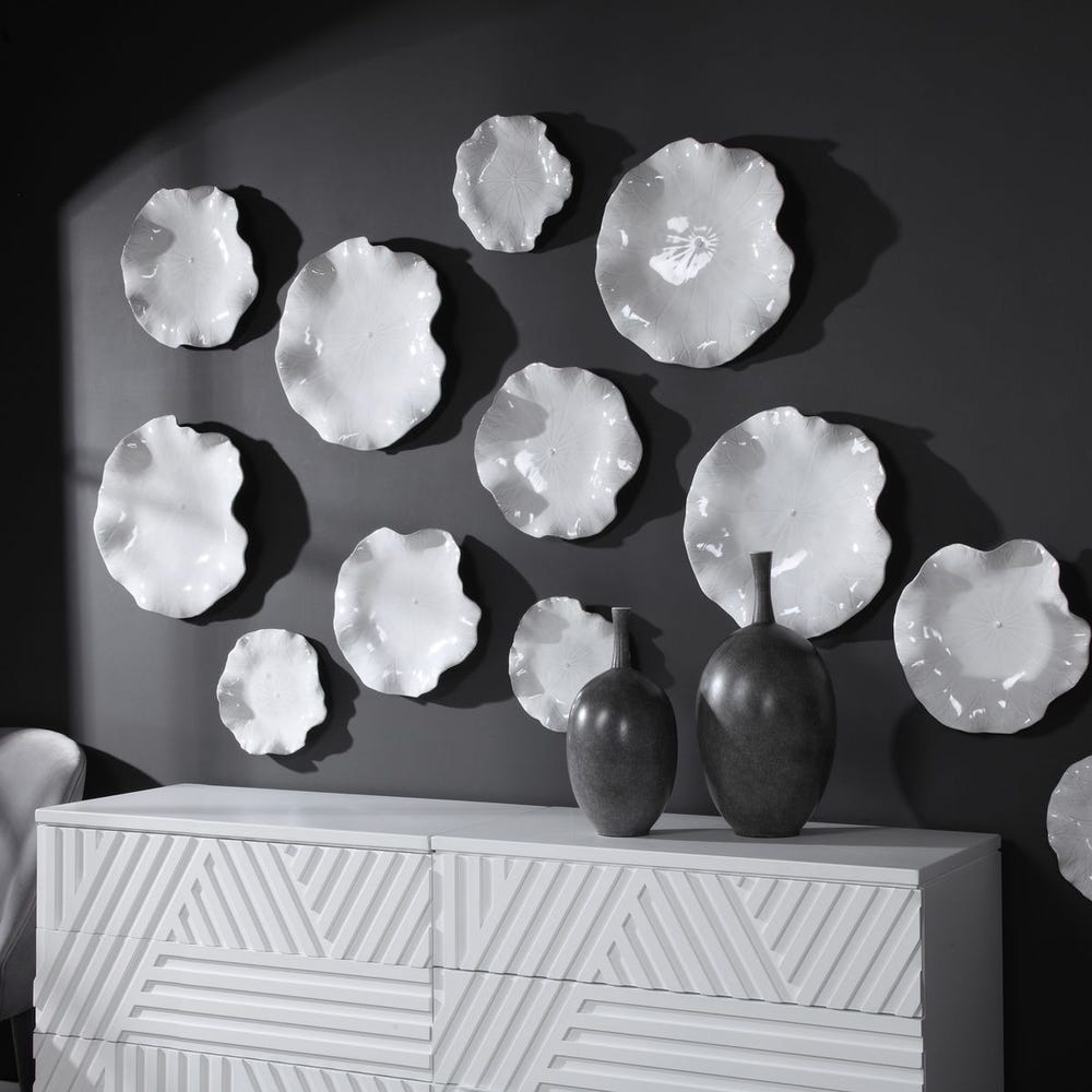 Abella Ceramic Outdoor Wall Decor, S/3