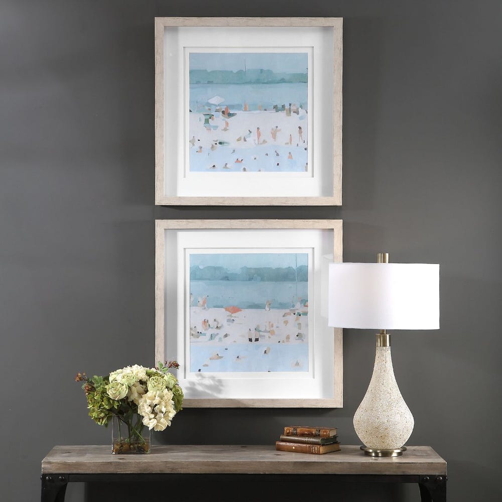 Sea Glass Sandbar Framed Prints, S/2