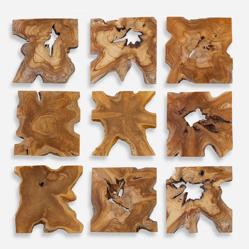 Talia Outdoor Wood Wall Decor, S/9