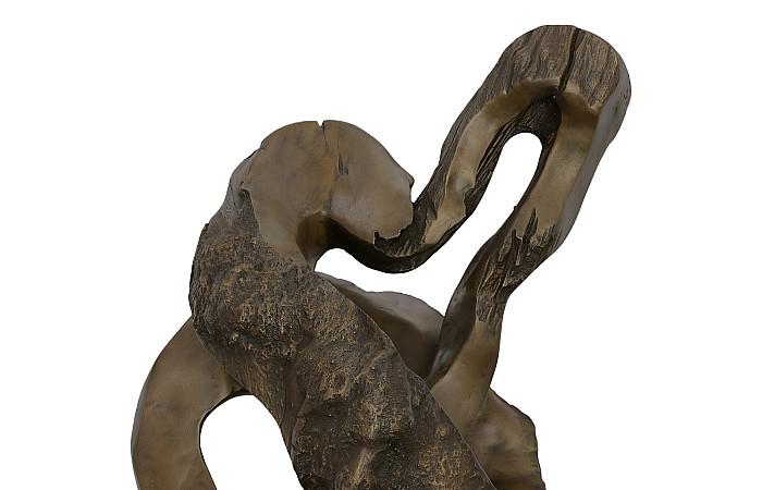 Sculpture en racine de teck moulée, résine, bronze