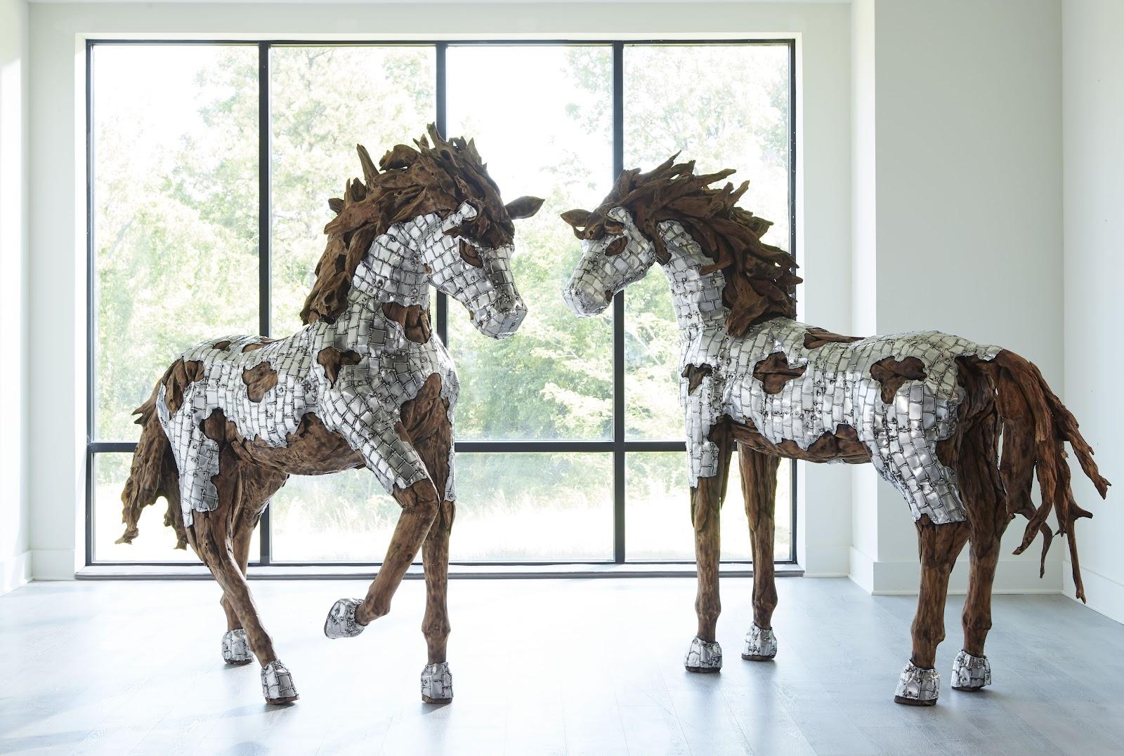 Mustang Horse Armored Sculpture, Standing