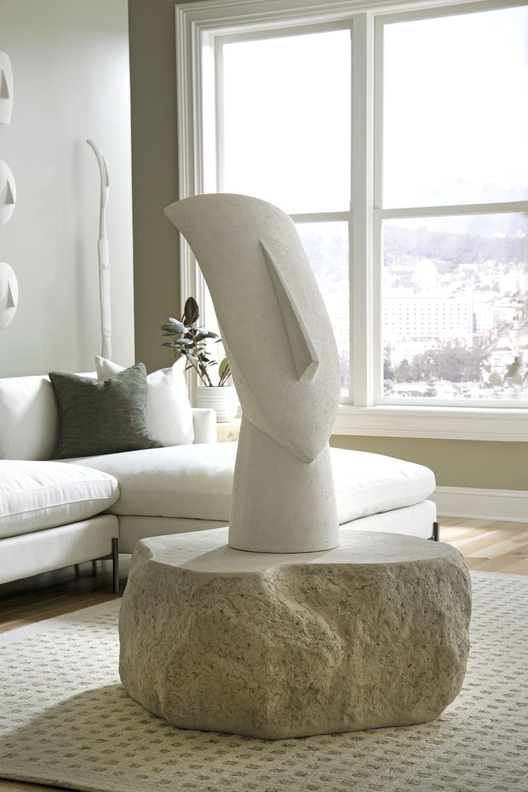 Tête cycladique, sculpture, classique, pierre blanche