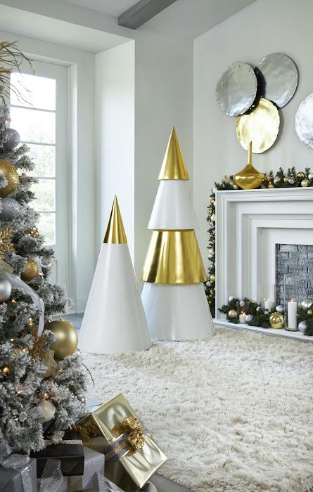 Sapin de Noël, Cona, blanc et feuille d'or