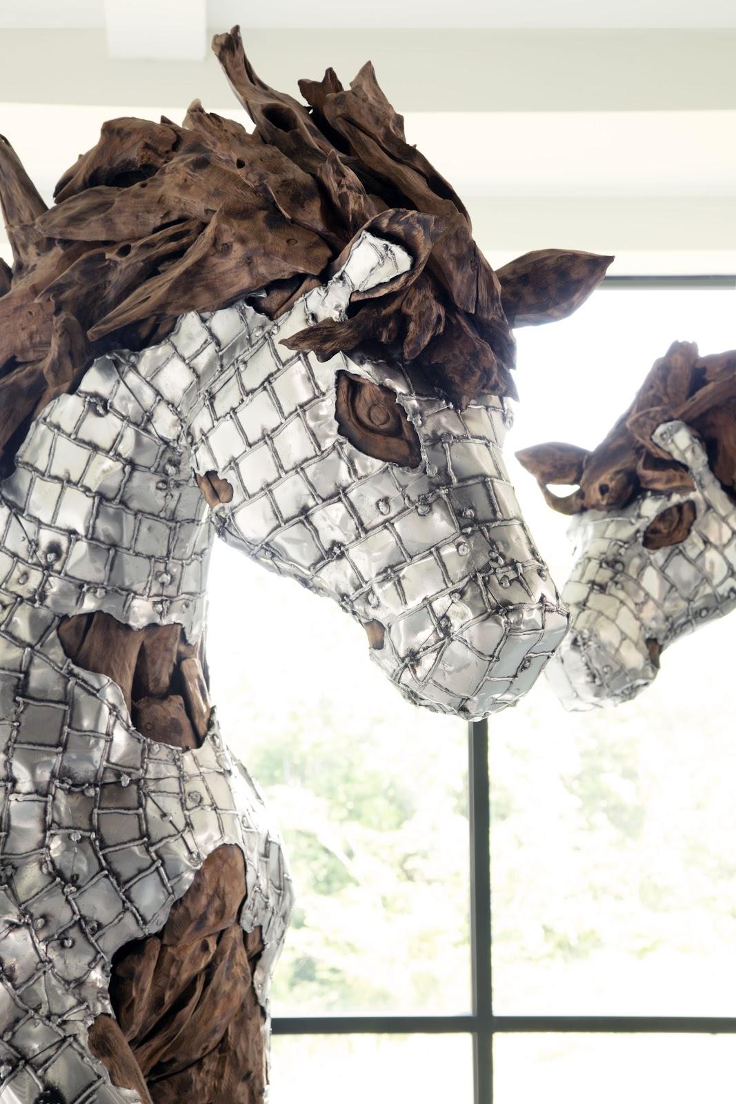 Mustang Horse Armored Sculpture, Galloping