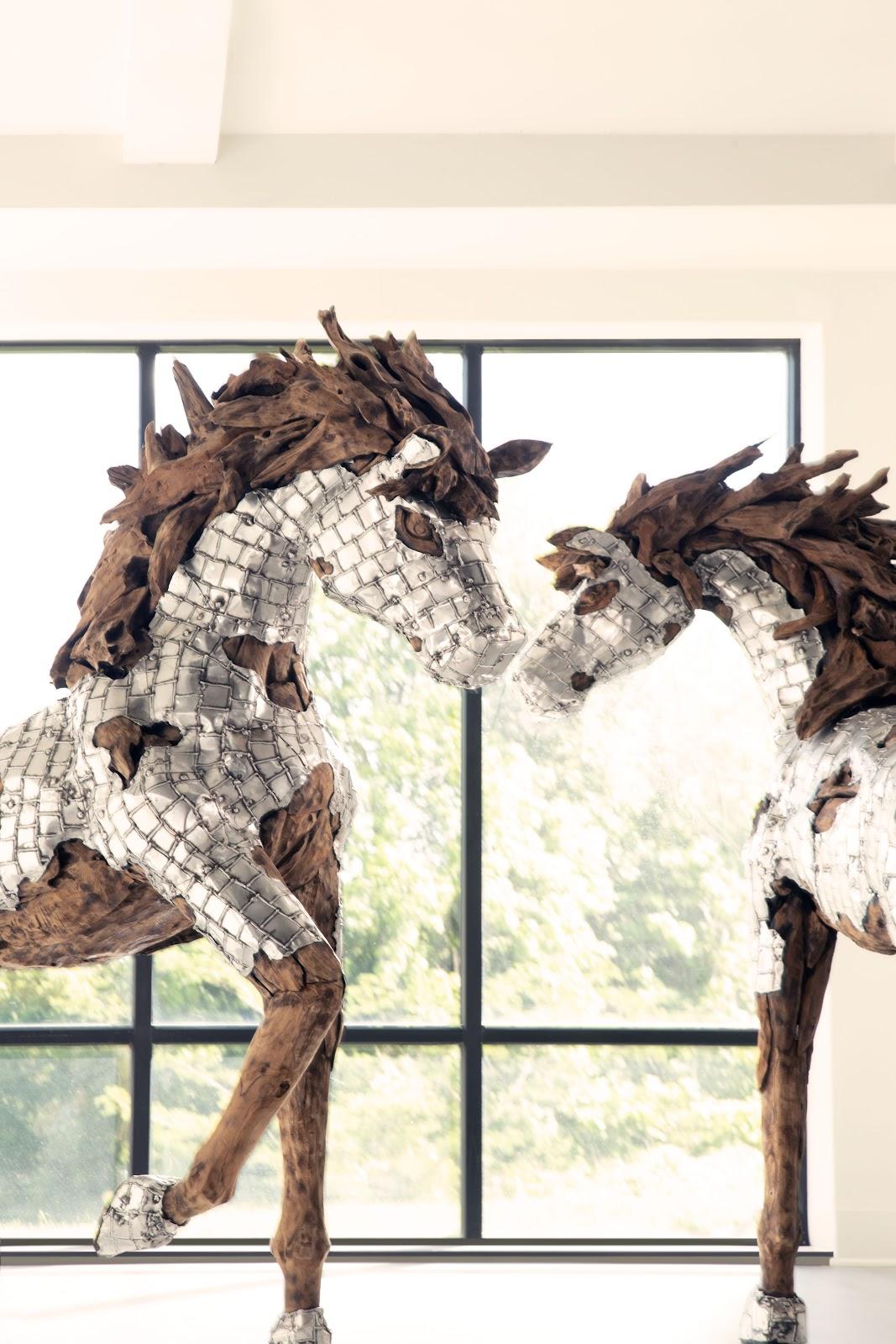Mustang Horse Armored Sculpture, Galloping