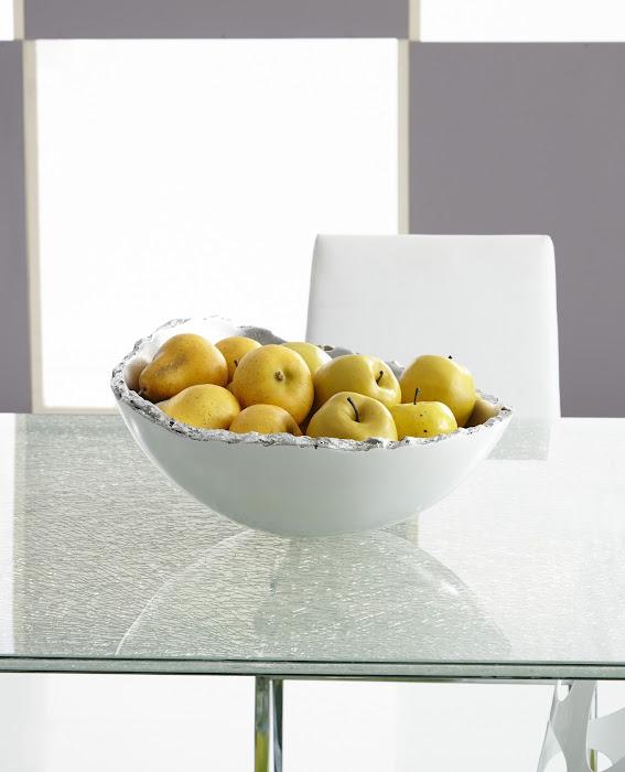 Broken Egg Bowl, White and Silver Leaf