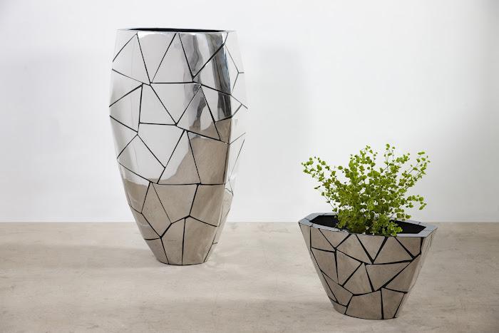 Triangle Crazy Cut Planter, Large, Stainless Steel
