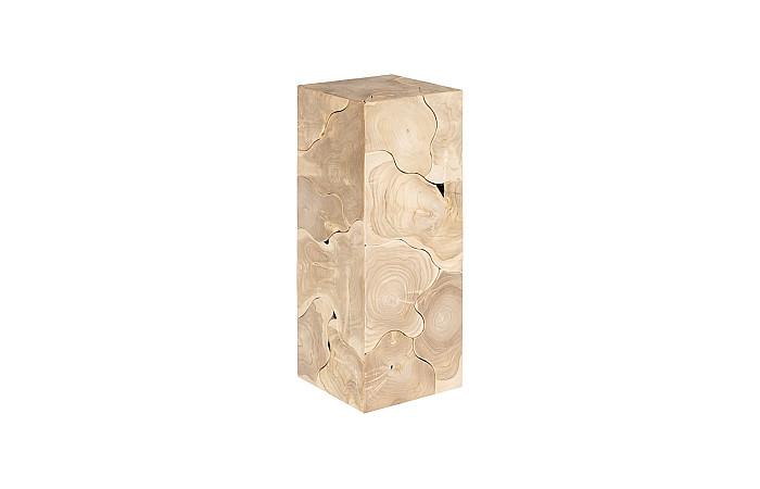 Teak Slice Pedestal, Square, Bleached , MD