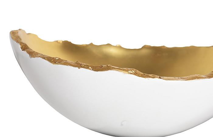 Broken Egg Bowl, White and Gold Leaf