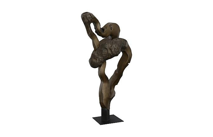Sculpture en racine de teck moulée, résine, bronze