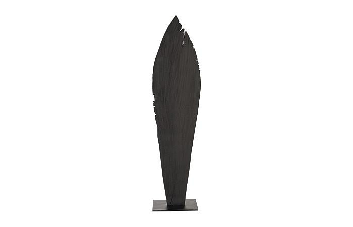 Carved Leaf on Stand, Burnt, LG