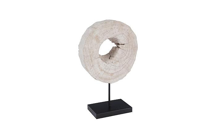 Sculpture circulaire en bois érodé sur support, assortiment