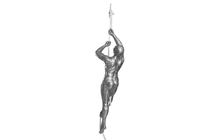 Sculpture d'escalade avec corde, noir/argent, aluminium
