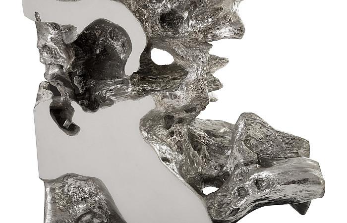 Sculpture de forme libre, blanche, feuille d'argent