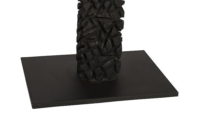 Lot de 3 poteaux, base en métal, brûlé