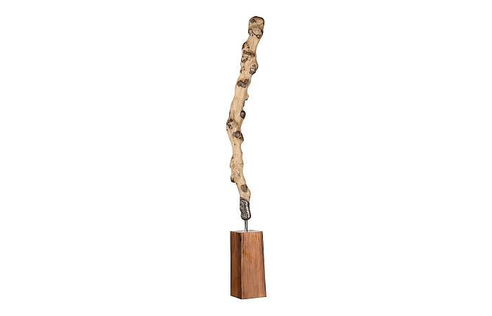 Sculpture sur socle en bois avec acier inoxydable